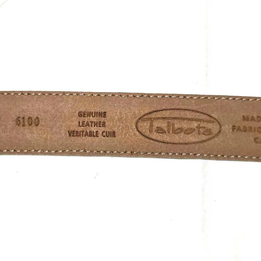Talbots XXL Cream Leather Belt Made Italy Gold Buckle Vintage Style 6100